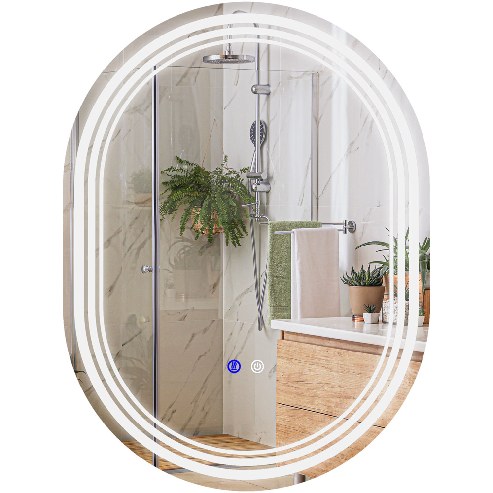 Portland Smart Touch LED Oval Bathroom Wall Mirror 80 x 60cm Image 1