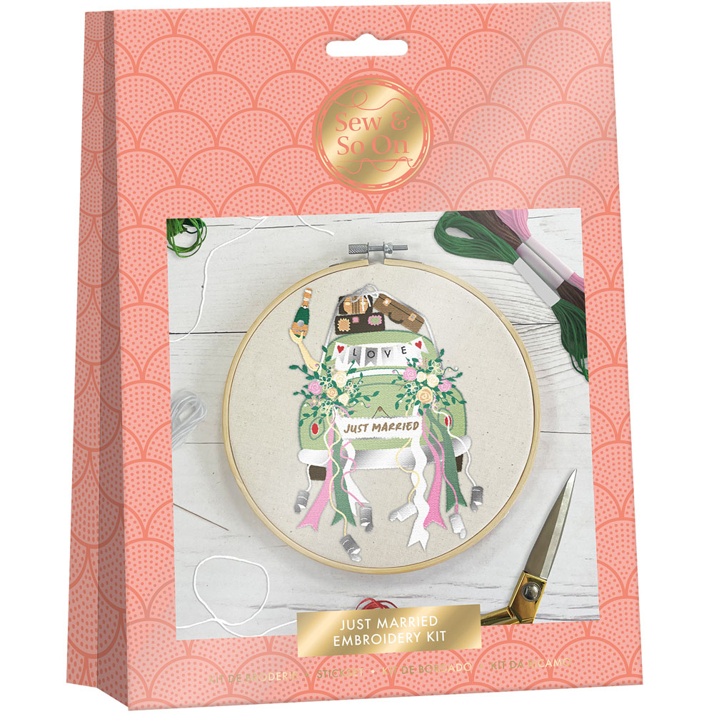 Sew & So On Multicoloured Wedding Car Embroidery Craft Set Image 1