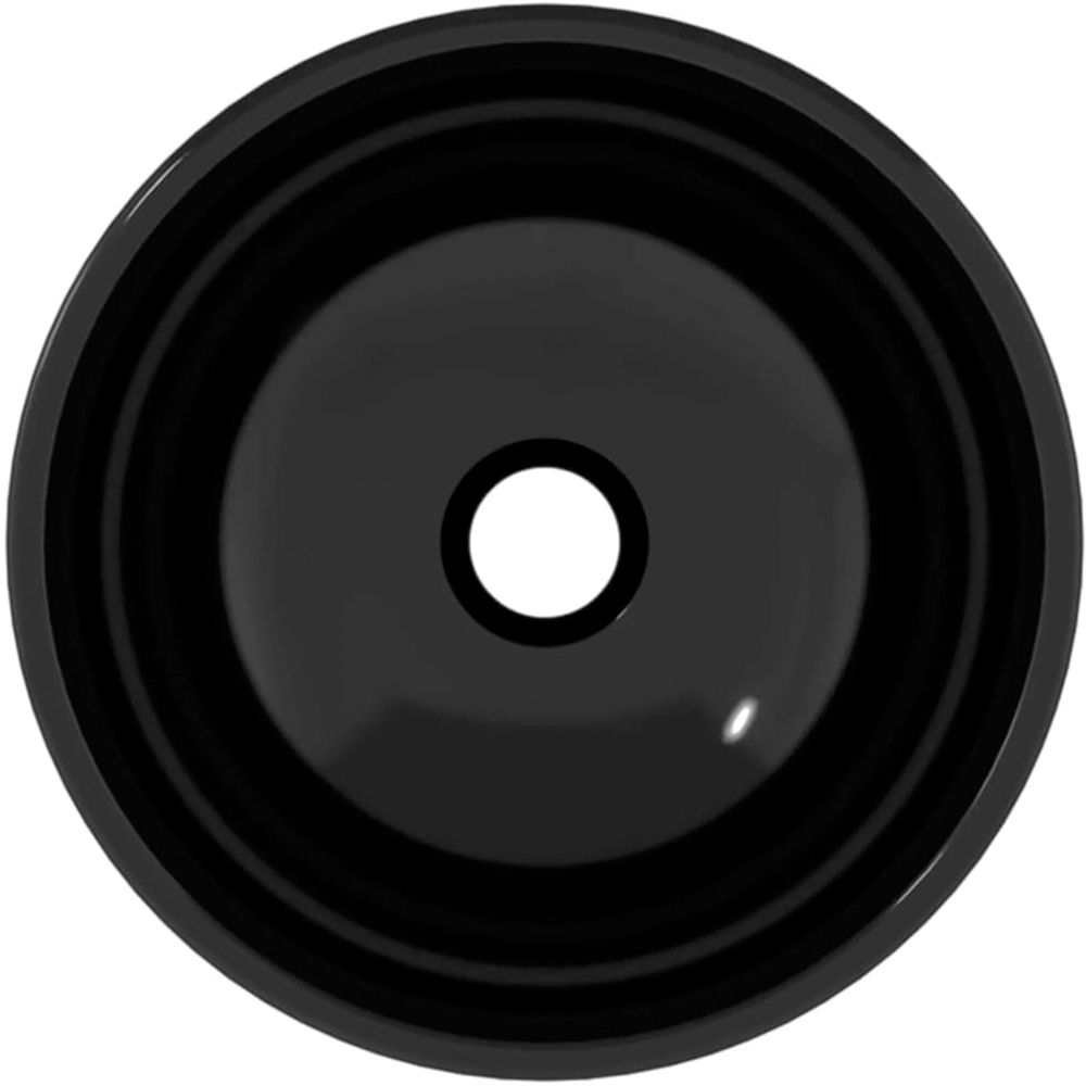 vidaXL Black Tempered Glass Round Wash Basin 120 x 300mm Image 2