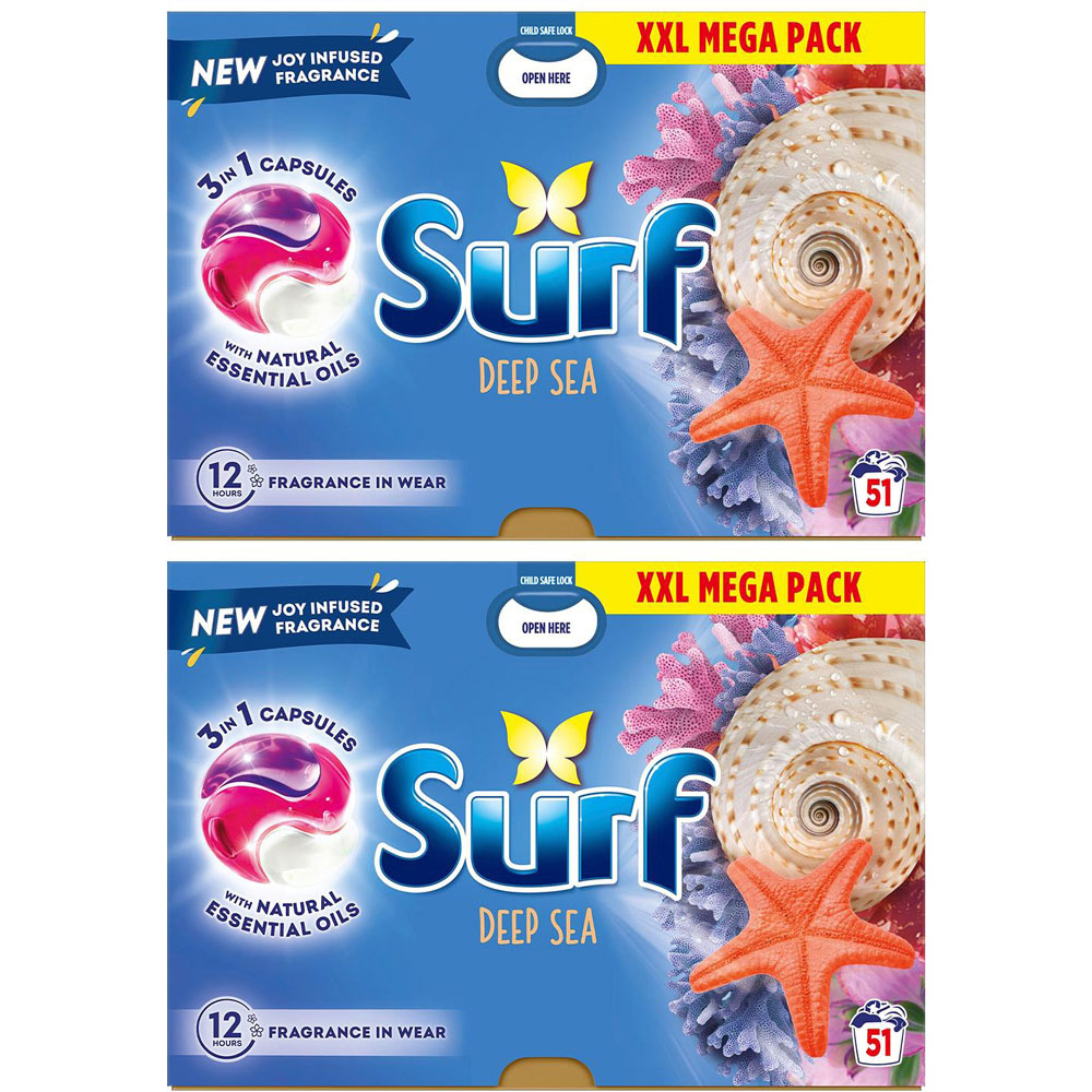 Surf 3 in 1 Deep Sea Washing Capsules 51 Washes 2 Pack Image 1