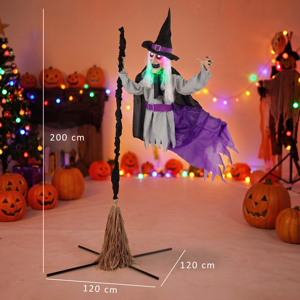 HOMCOM Light Up Life-Size Animated Scary Witch Halloween Decoration 6.5ft Image 9