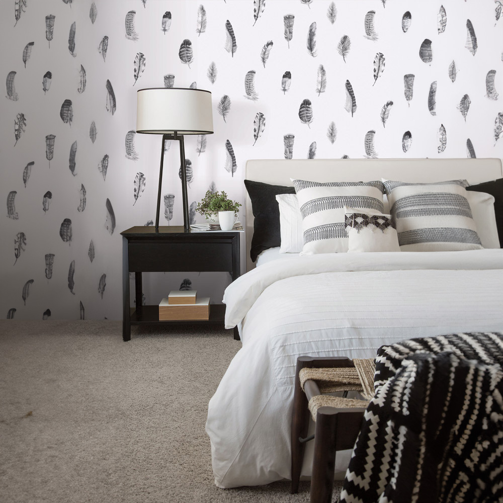 Galerie Global Fusion Feathers Black and Grey Wallpaper Image 2
