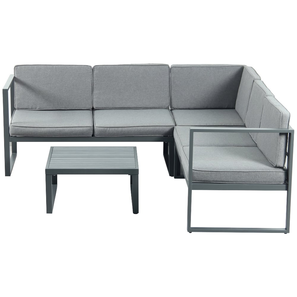 Outdoor Living 5 Seater Chester Grey Metal Corner Sofa and Coffee Table Set Image 3