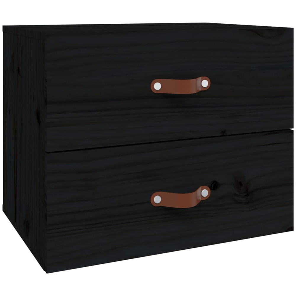vidaXL 2 Drawer Black Wall Mounted Bedside Table Image 2