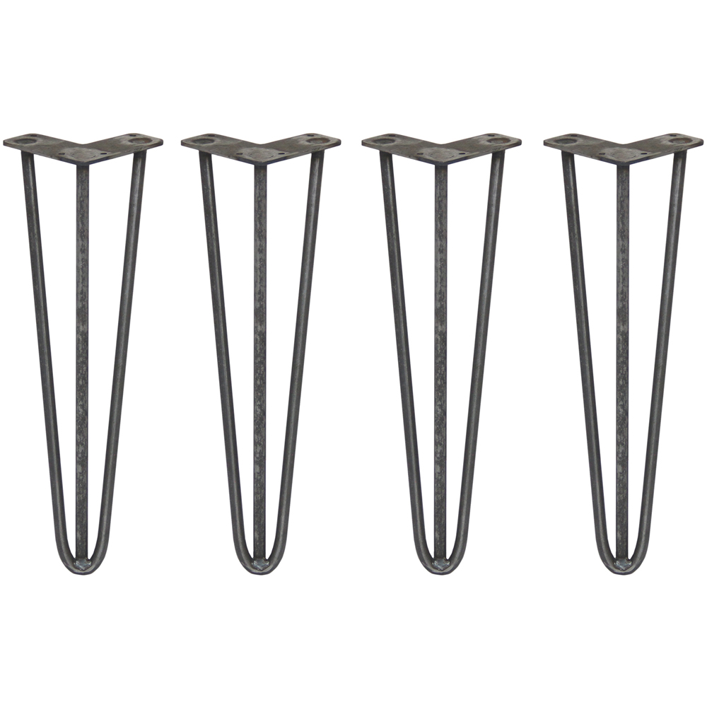 MonsterShop 3 Prong Raw Steel Hairpin Leg 406mm 4 Pack Image 1