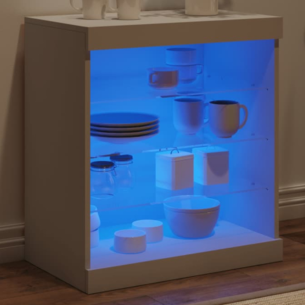 vidaXL 4 Shelf White LED Sideboard Image 1