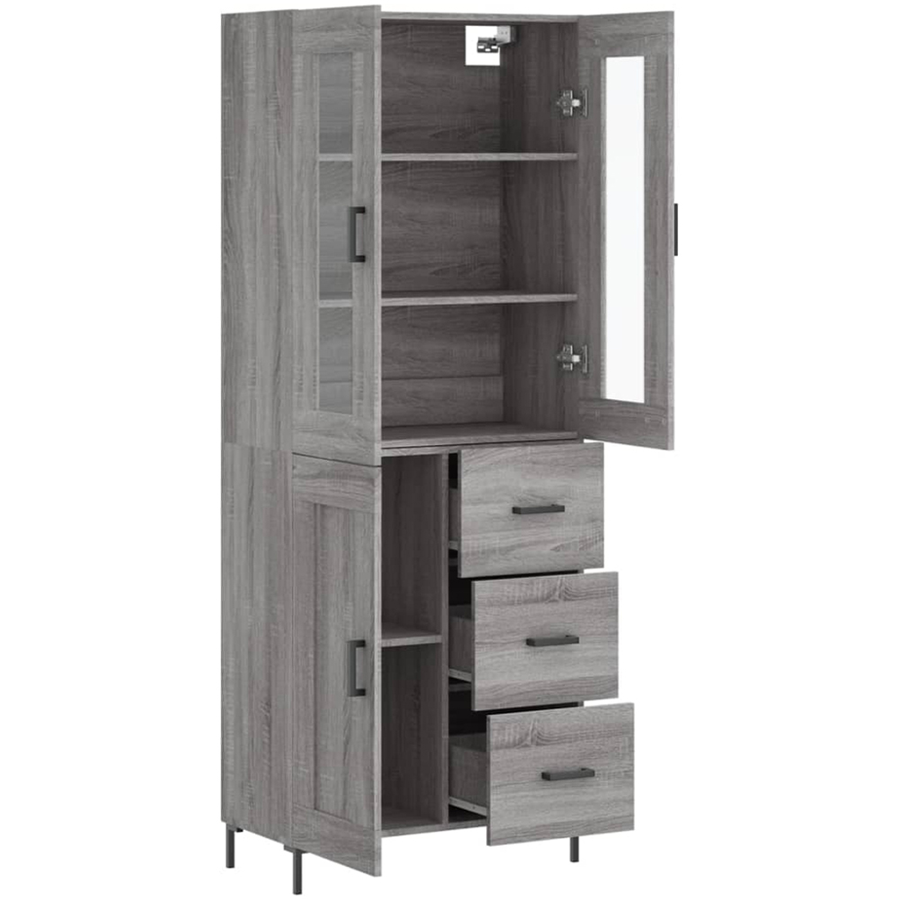 vidaXL 3 Door 3 Drawer Grey Sonoma Highboard Image 4