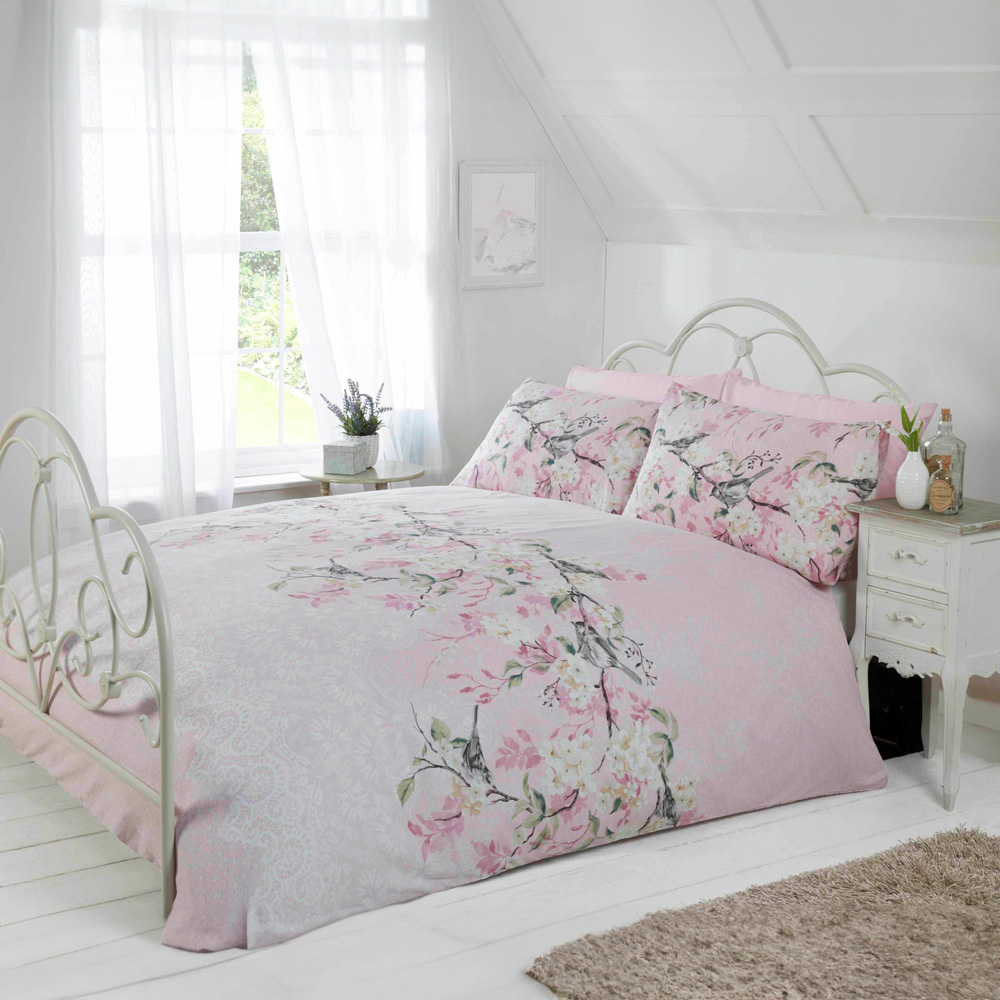 Rapport Home Eloise Double Pink Duvet Cover Set Image 1