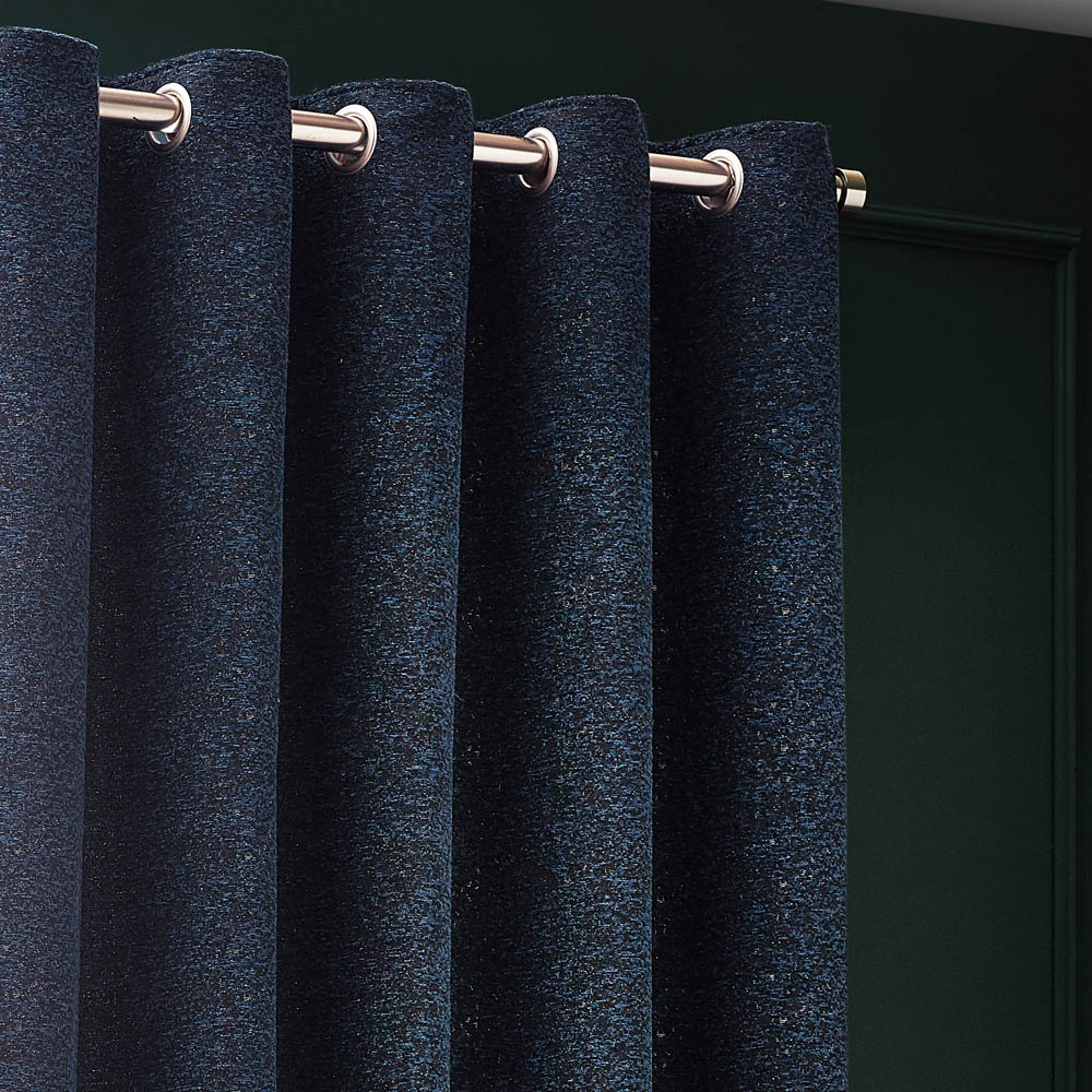 Paoletti Galaxy Navy Chenille Eyelet Curtain 117 x 183cm Image 3