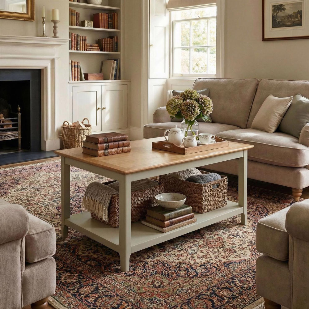 FWStyle Taberno Sage Green and Oak Coffee Table Image 6