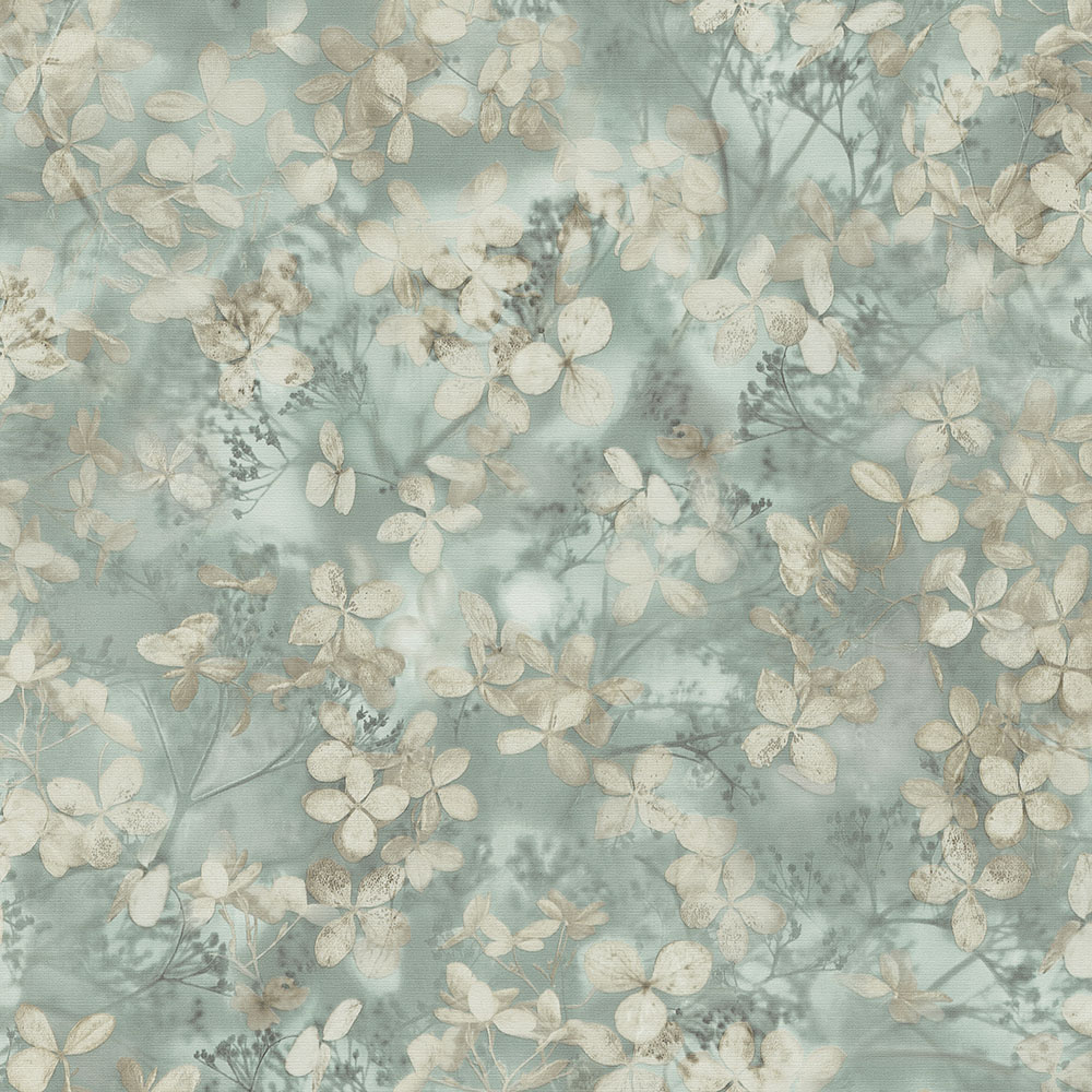 Erismann Textured Flower Blossom Sage Green Wallpaper Image 1