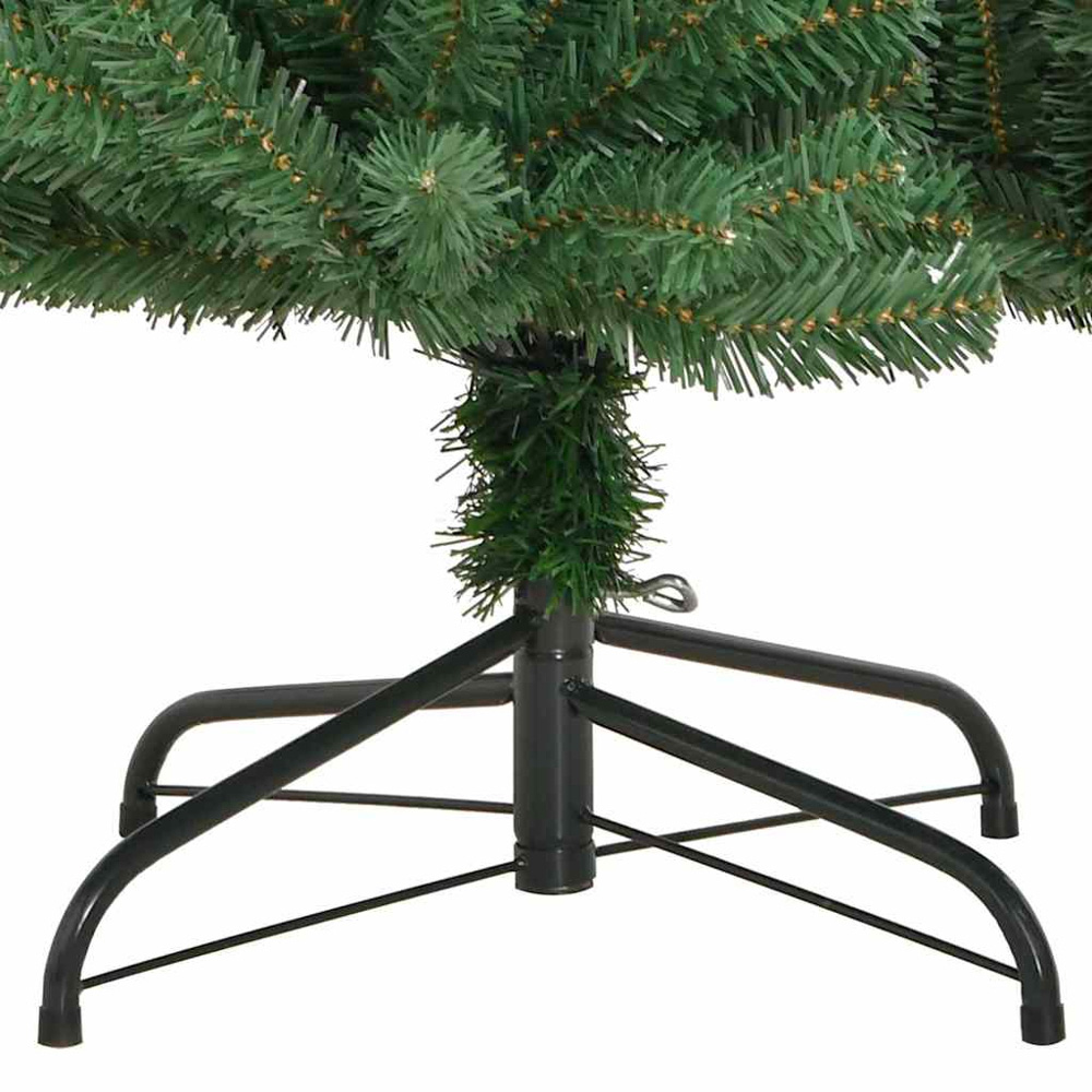 vidaXL Pre-Lit Black Baubles Green Artificial Hinged Christmas Tree 6ft Image 7