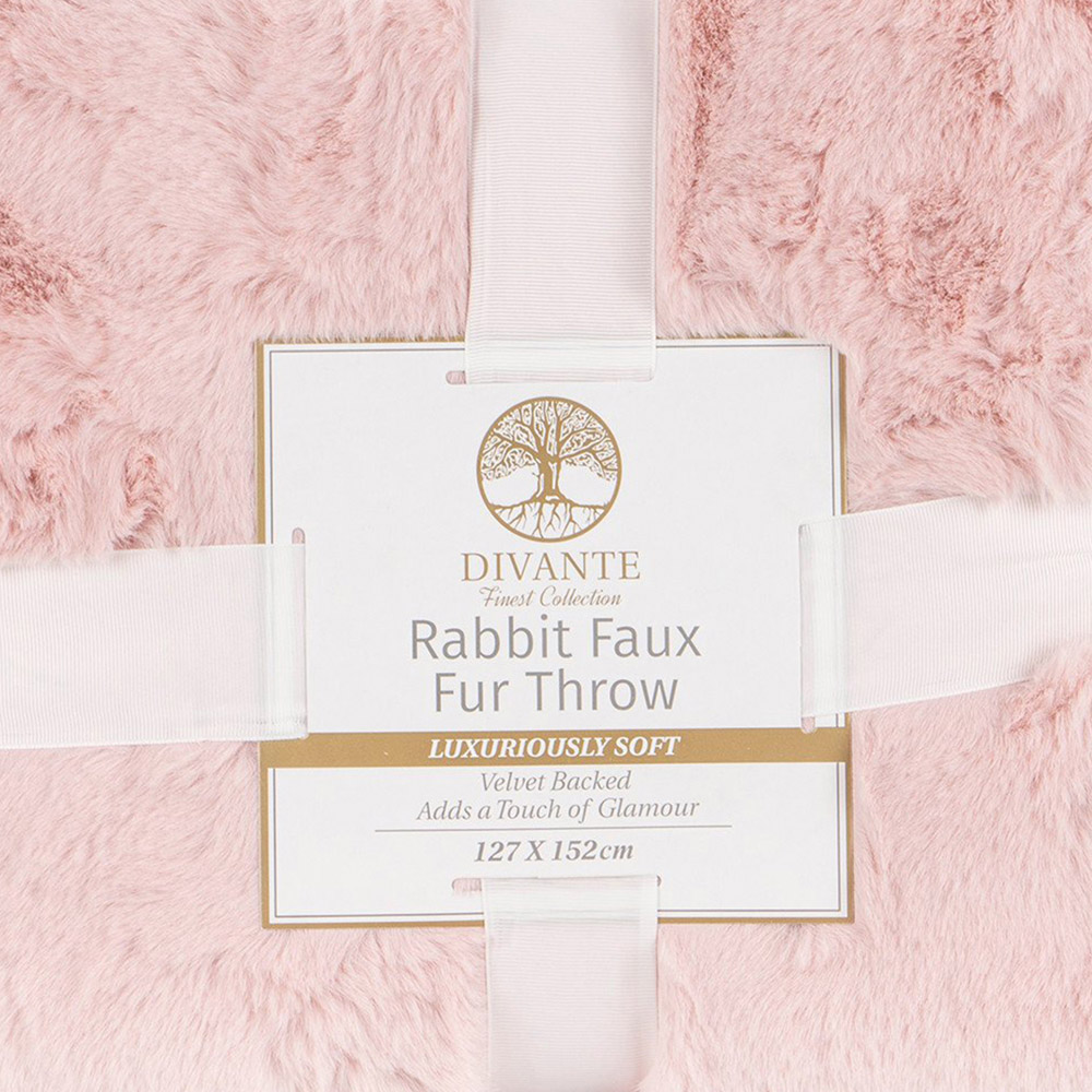 Divante Blush Rabbit Faux Fur Throw 127 x 152cm Image 4