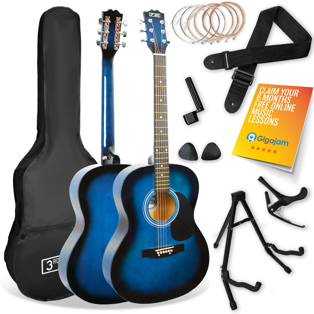 3rd Avenue Premium Blueburst Full Size Acoustic Guitar Set Image 1