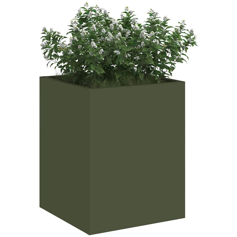 vidaXL Olive Green Cold Rolled Steel Garden Planter 40 x 32 x 32cm Image 3