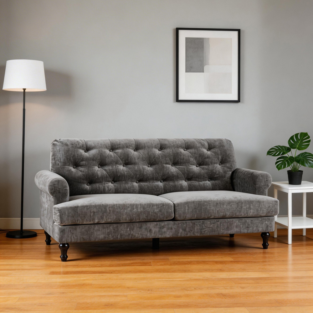 Furniture One 3 Seater Grey Mid Century Sofa Image 5