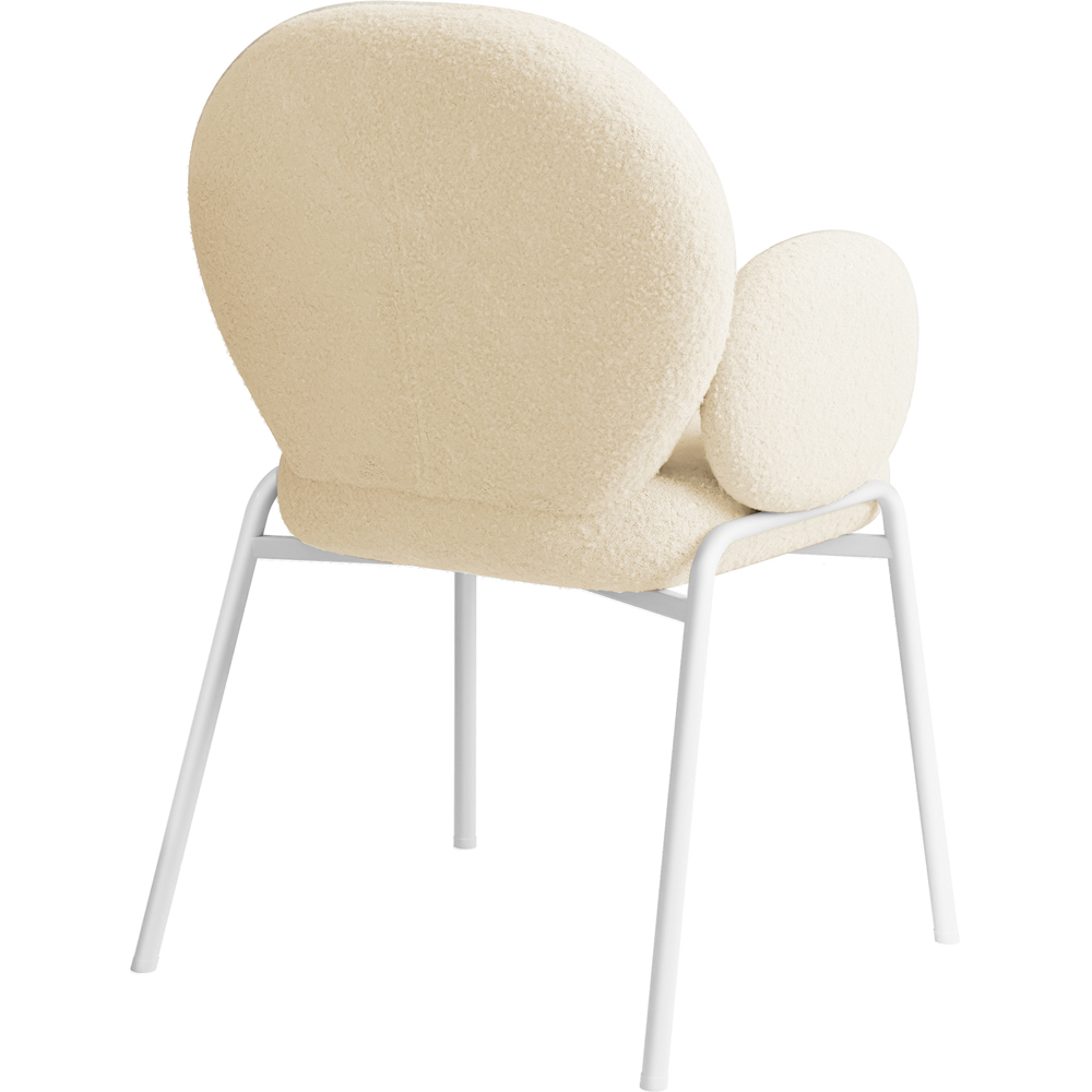 tectake Set of 6 Cream Boucle Padded Dining Chair Image 5
