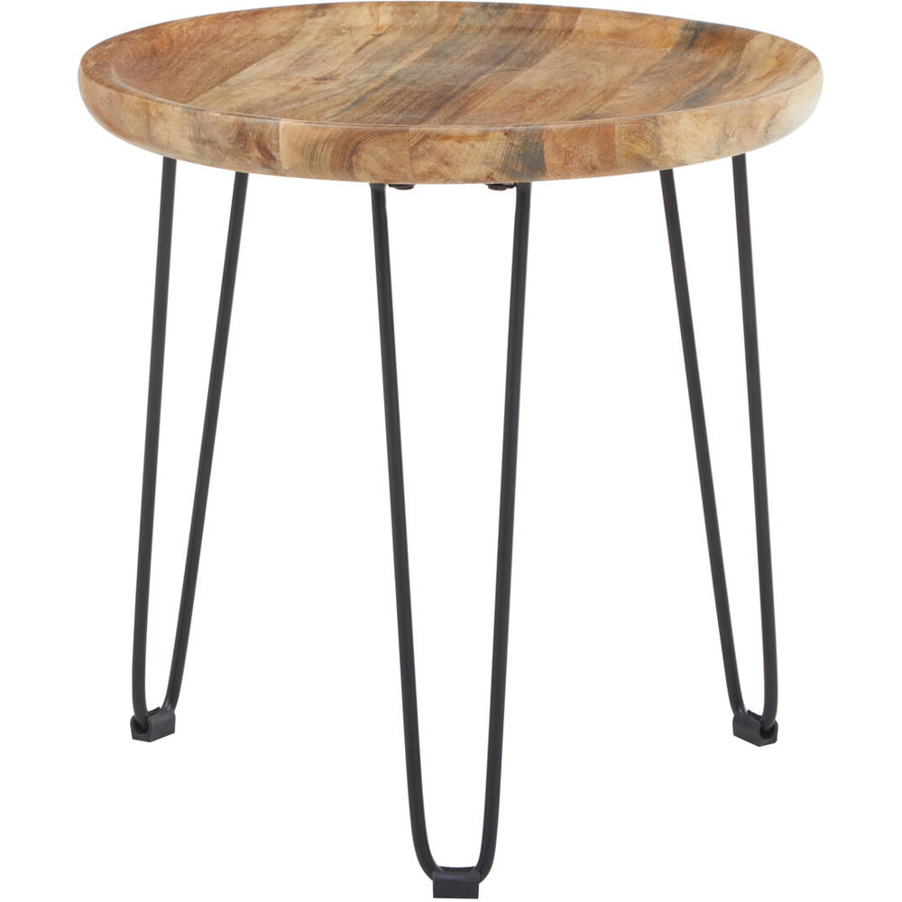 Premier Housewares Boho Natural Mango Wood Round Small Side Table Image 2