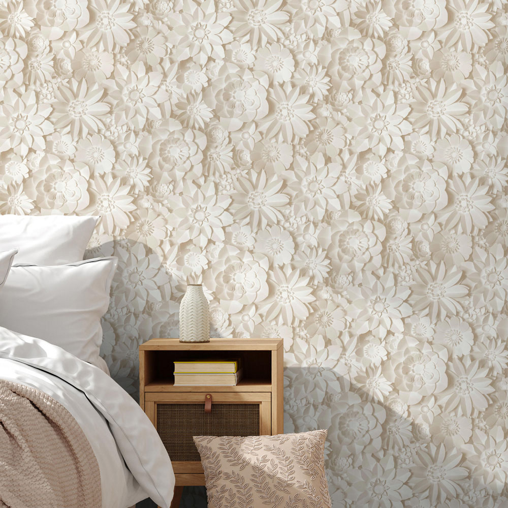 Fine Decor Dimensions Floral Natural Wallpaper Image 4