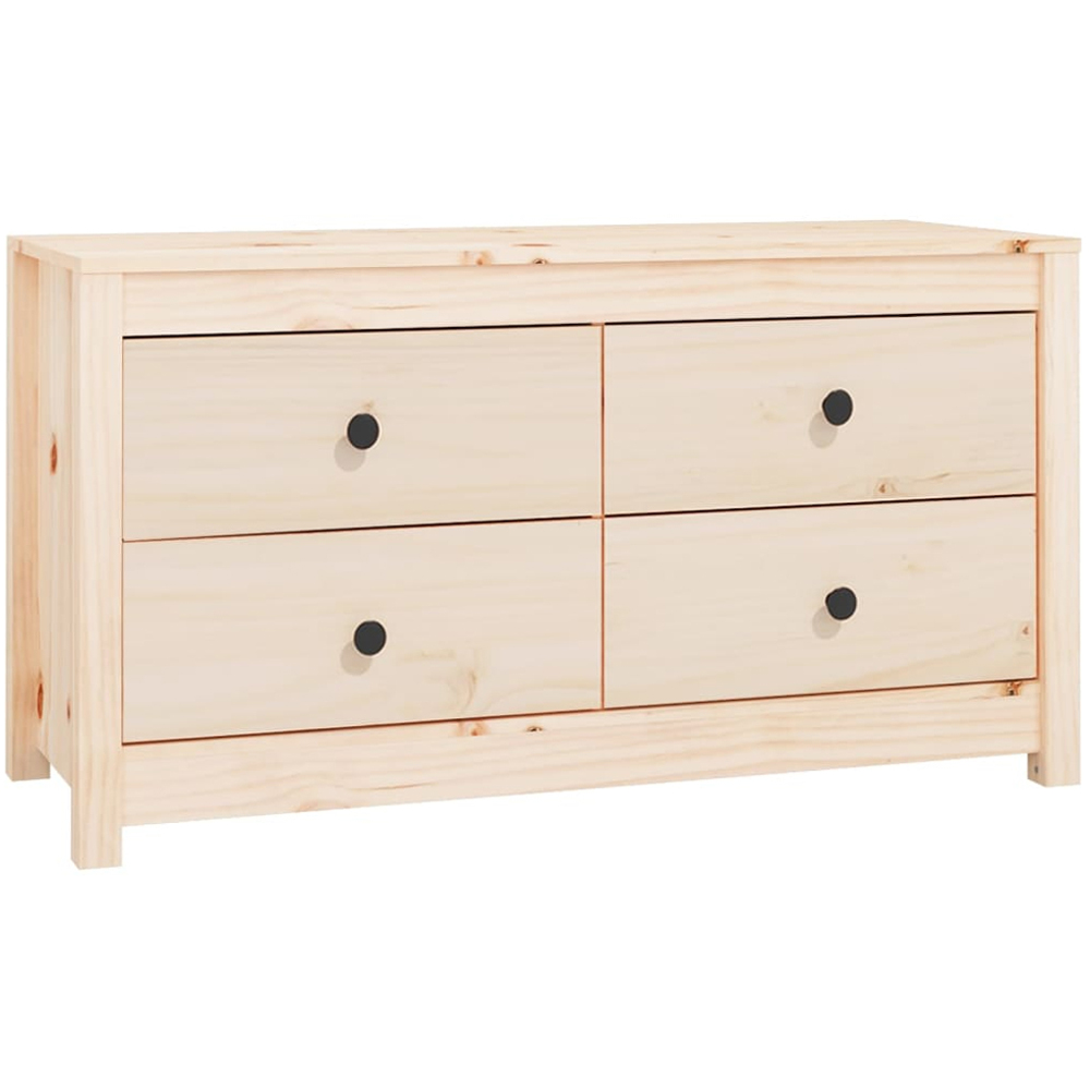 vidaXL 4 Drawer Natural Solid Pine Wood Sideboard Image 2