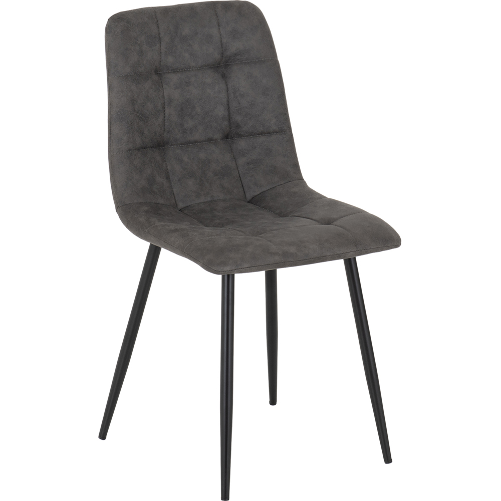 Seconique Fenton Set of 2 Dark Grey Suede Fabric Dining Chair Image 5