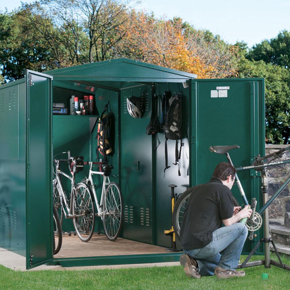 Asgard Centurion 5 x 11ft Double Door Green High Security Bike Shed Image 2