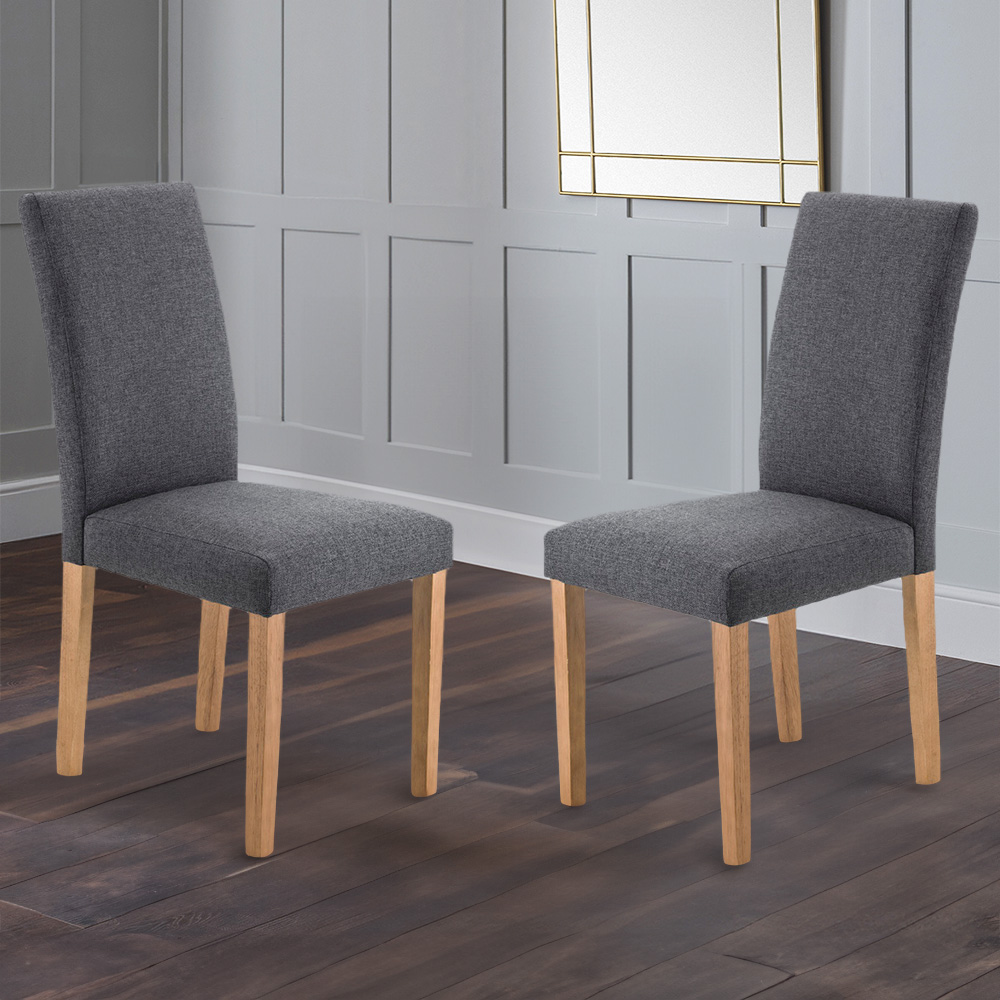 Julian Bowen Hastings Set of 2 Slate and Oak Dining Chair Image 1