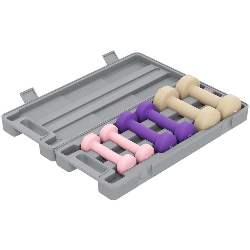 HOMCOM Multicolour Dumbbell Set with Carry Case 6kg 6 Pack Image 1