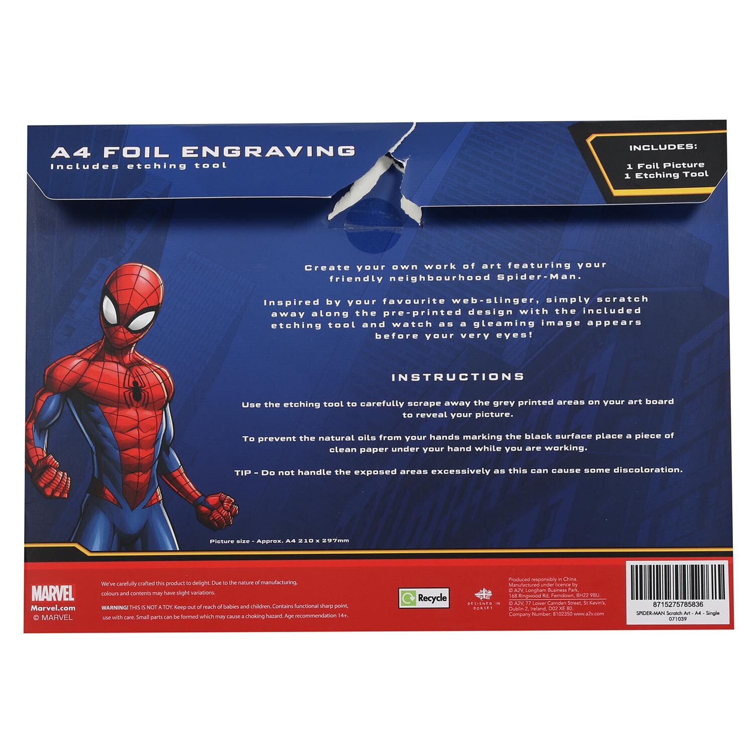 Marvel A4 Spiderman Foil Engraving Scratch Art Set Image 2