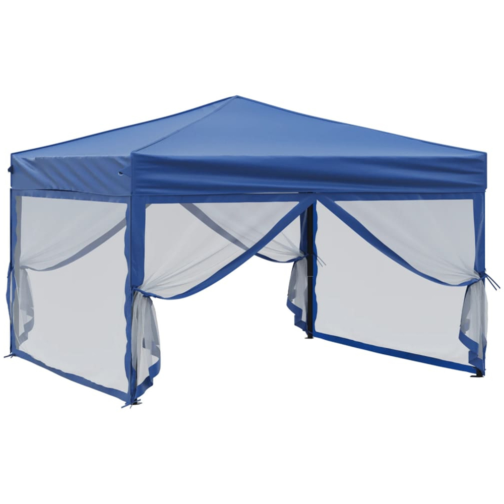 vidaXL 3 x 3m Blue Foldable Party Tent with Sidewalls Image 3