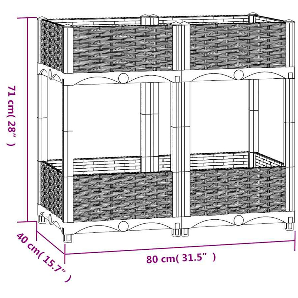 vidaXL Grey Polypropylene Raised Garden Bed 71 x 40 x 80cm Image 7