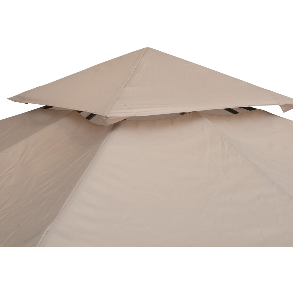 Outsunny 3 x 3m 2 Tier Deep Beige Polyester Gazebo Canopy Replacement Cover Image 3