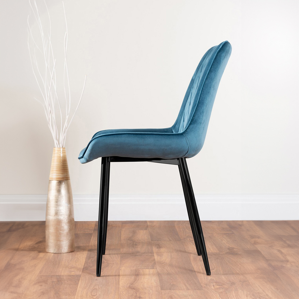 Furniturebox Arona Cesano 6 Seater Round Dining Set Blue and Chrome Image 3