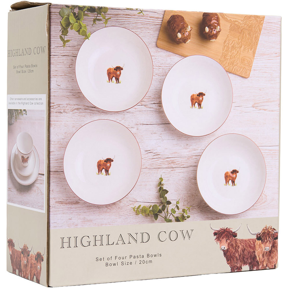 Pack of 4 Highland Cow Pasta Bowls White Image 6