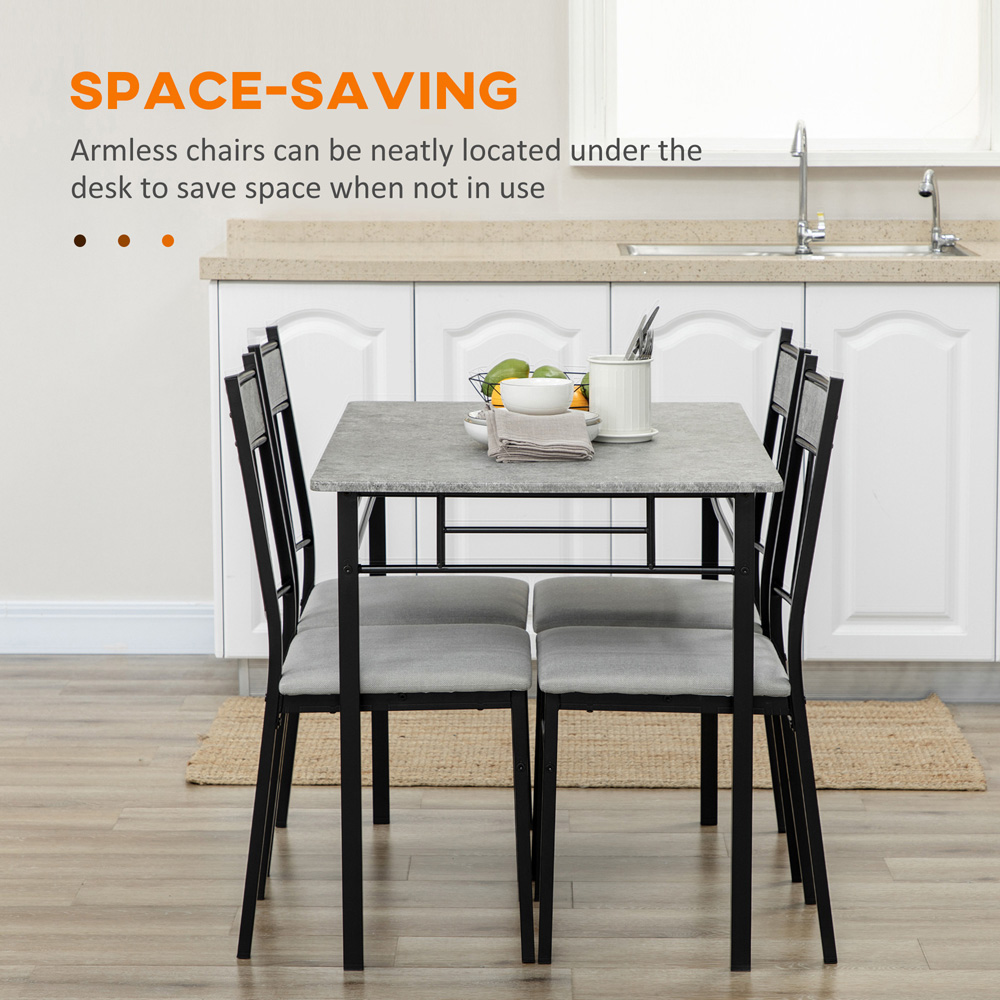 HOMCOM 4 Seater Marble Top Dining Set Image 6