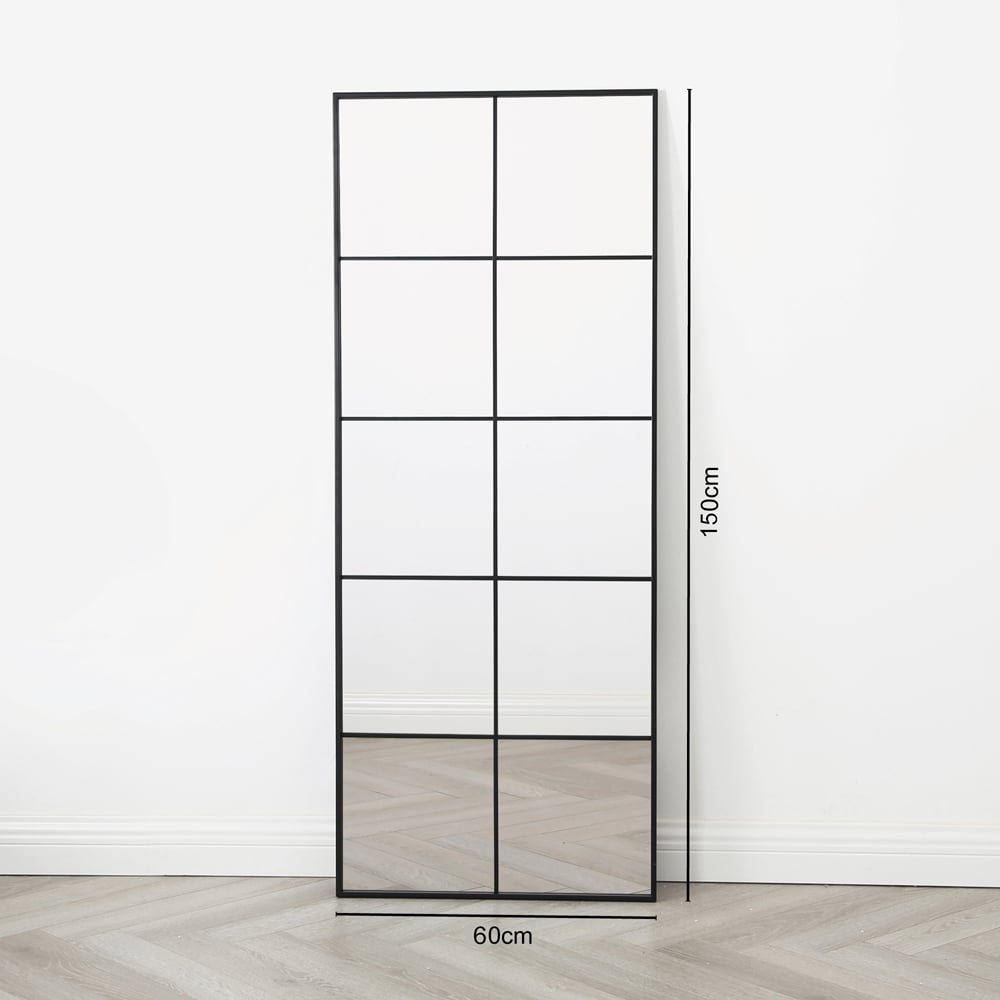 Aion Black Framed Rectangular Window Mirror 150 x 60cm Image 4