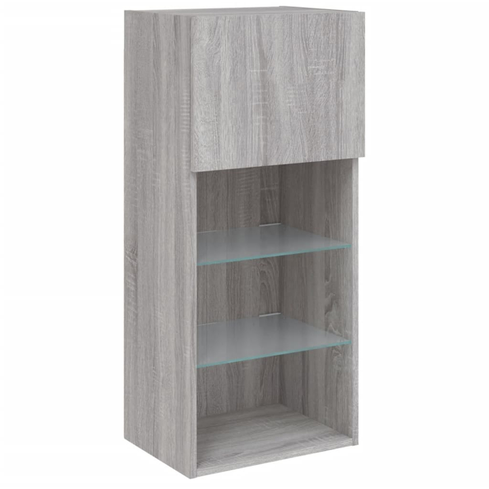 vidaXL Single Door 3 Shelf Grey Sonoma TV Cabinet with RGB LED Lights Image 4