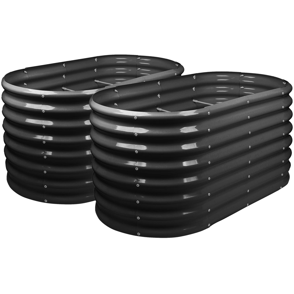 Harbour Housewares Anthracite Rounded Raised Garden Bed 120 x 60cm 2 Pack Image 1