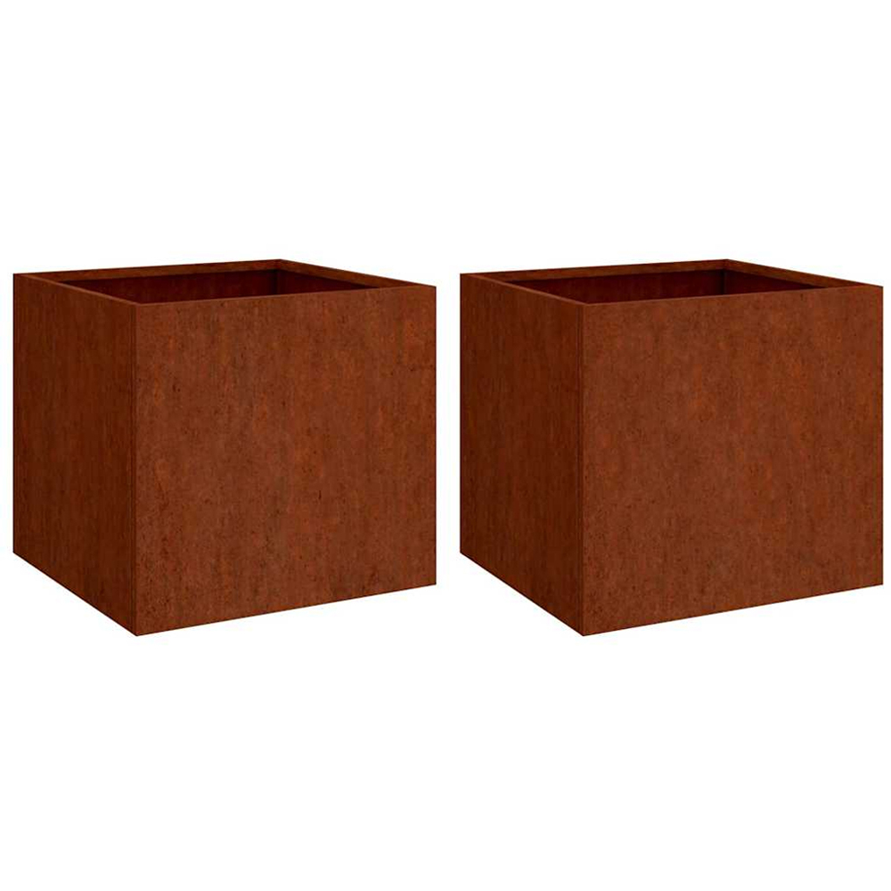 vidaXL Brown Corten Steel Garden Planter 39 x 42 x 40cm 2 Pack Image 5