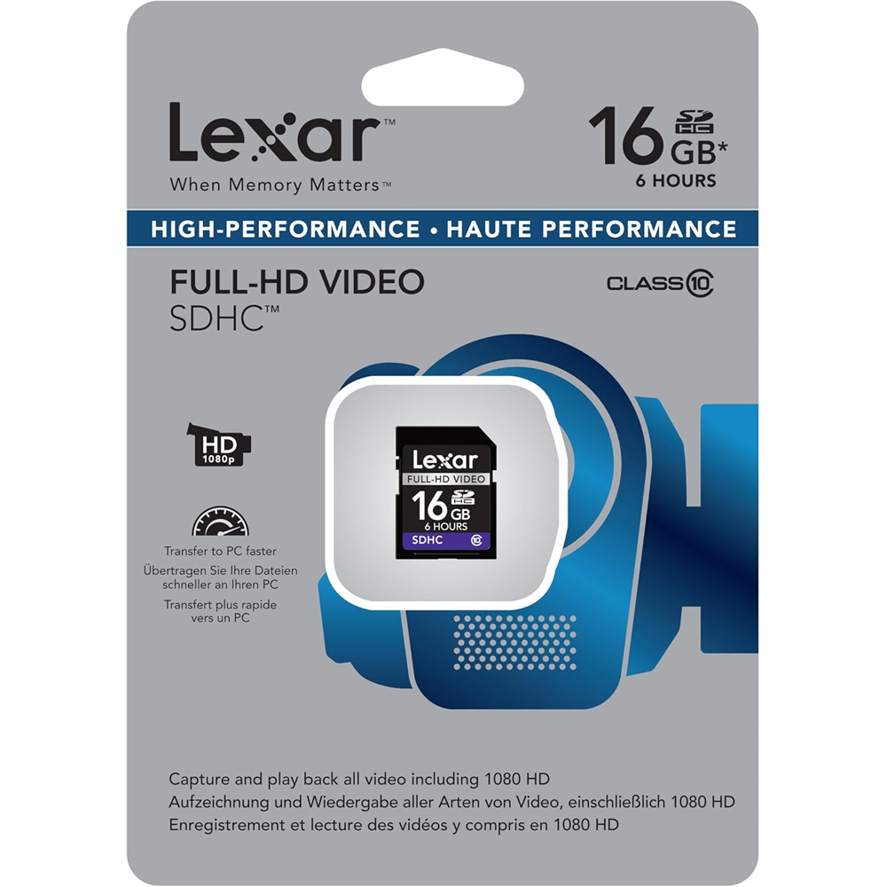 Lexar Black 16GB SDHC Full-HD Video Card Image 2