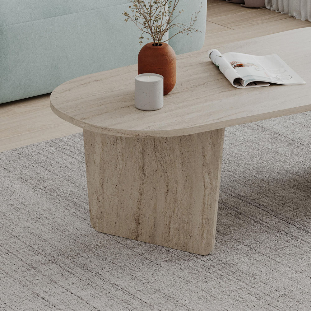Decortie Ovalis Travertine Coffee Table Image 3