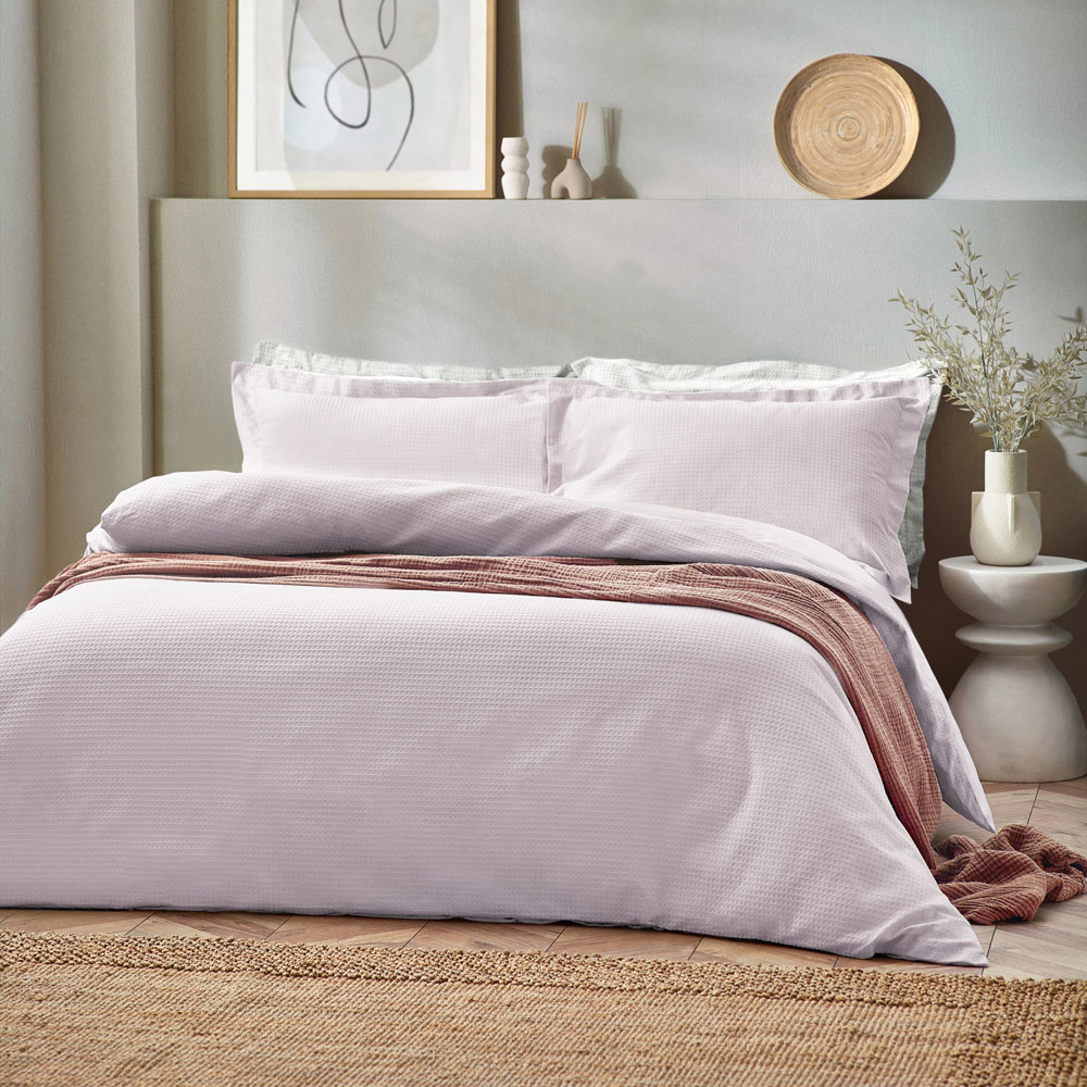 Yard Super King Blush Waffle Duvet Set Image 3