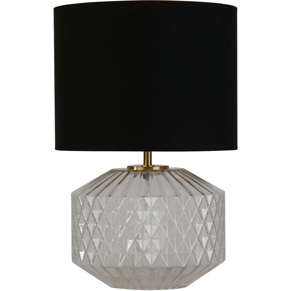 Lighting Collection Clear Glass Black Fabric Shade Table Lamp Image 1