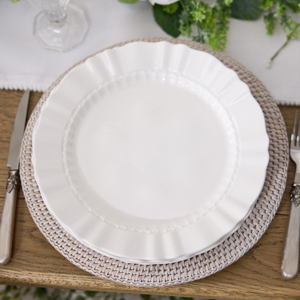 Dibor Rippled Effect White 4 Piece Dinner Plate Set Image 3
