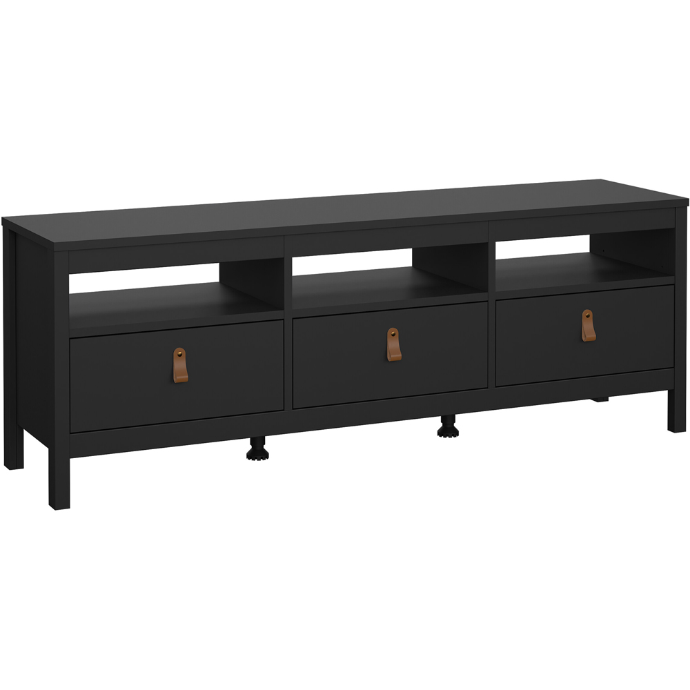 Florence Barcelona 3 Drawer 3 Shelf Matt Black TV Unit Image 2