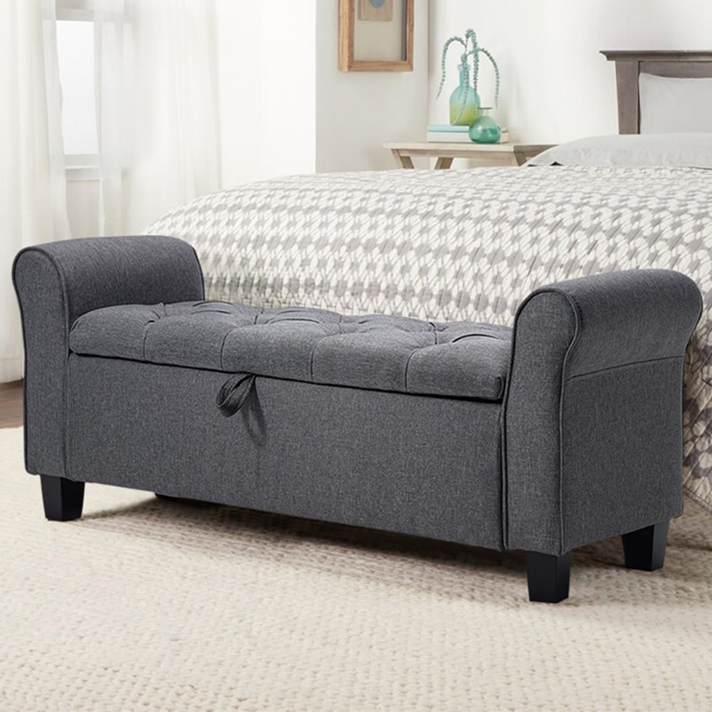 Living and Home Grey Storage Ottoman Bench Image 1