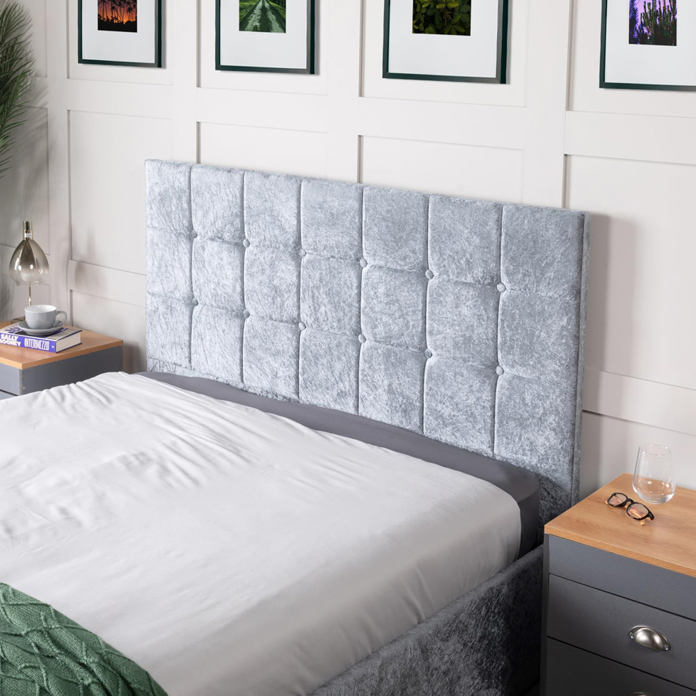 Home Treats Single Grey Crushed Velvet Ottoman Storage Bed Image 3