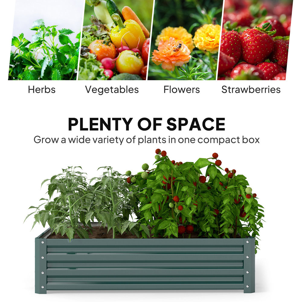 Outsunny Green Galvanised Steel Square Raised Garden Bed Planter 30 x 120 x 120cm Image 4