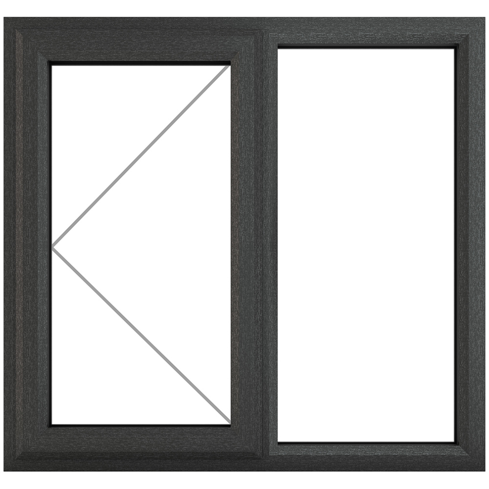 Crystal uPVC Double Glazed Window LH Side Hung Next to a Fixed Grey White Clear Glass 1190x965mm Image 2