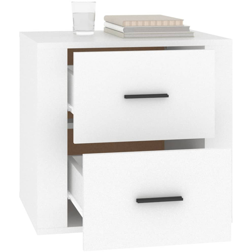 vidaXL 2 Drawer White Bedside Cabinet Image 4